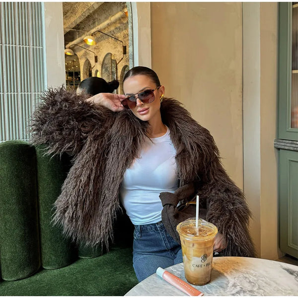 Short Coat Women Long Sleeve Turn Down