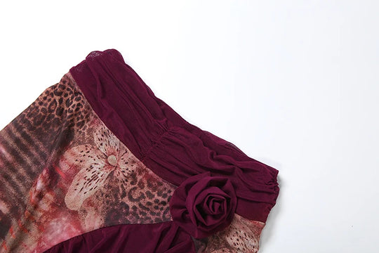 Lisa Crop Tops+Mesh Ruffles Splits