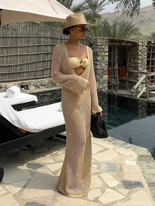 Bell Sleeve Knit Maxi Dress