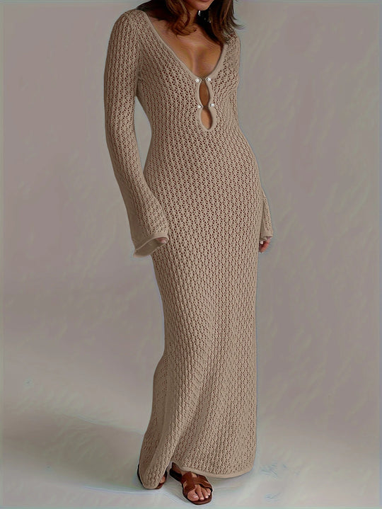 Ellison Long Sleeves Hollow Out maxi