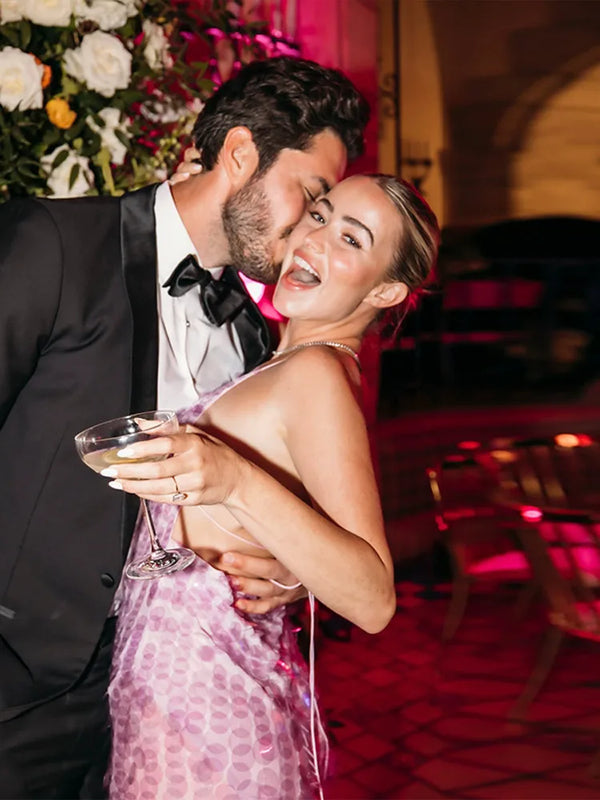 Tassel Sequin Fishtail Halter Dress V-