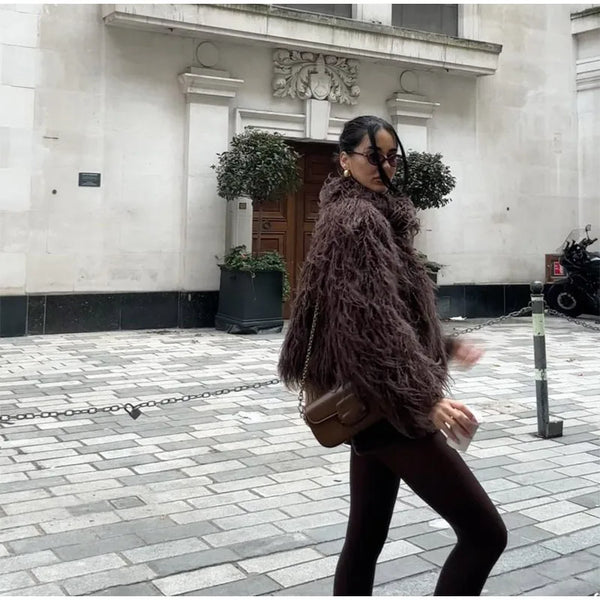 Short Coat Women Long Sleeve Turn Down